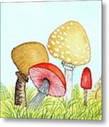 Retro Mushrooms 1 Metal Print