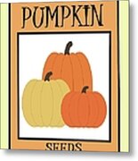 Retro Seed Packet Pumpkin Metal Print