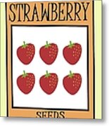 Retro Seed Packet Strawberries Metal Print