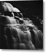 Ricketts Glen Waterfall Black And White Smooth Metal Print