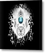 Riddian Queen Angel White Gsplatter On Black Fractal Portrait Metal Print