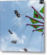 Riders On A Swing Carousel At A County Fair Metal Print
