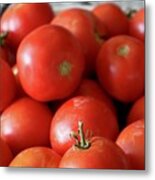 Ripe Tomatoes In Bowl Vertical Metal Print