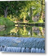 River Eye Weir And Reflections Lower Slaughter Metal Print