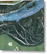 River Walk From Above, Green, Blue, Brown, Black, And White Metal Print