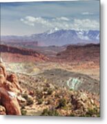 Road Trip -la Sal Range From Fiery Furnace Overlook At Arches National Park In Utah Near Moab Metal Print