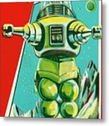 Robot Space Trooper Metal Print