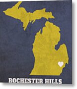 Rochester Hills Michigan City Map Founded 1984 University Of Michigan Color Palette Metal Print