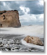 Rocky Seascape During Storm Metal Print