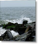 Rocky Shores Of The Atlantic Ocean In Cape May New Jersey Metal Print