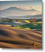 Rolling Hills And Mount Amiata In Tuscany. Metal Print