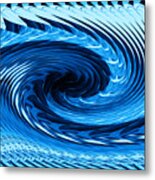 Fractal Rolling Wave Blue Metal Print