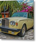 Rolls Royce In Tropical Garden Metal Print