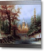Romantic Winter Landscape With Ice Skaters By Albert Bredow Fine Art Xzendor7 Old Masters Reproducti Metal Print