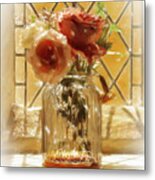 Roses In A Vase Metal Print