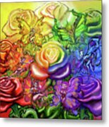 Roses Rainbow Pixies Metal Print