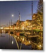 Rotterdam Canal In The Moonlight Metal Print