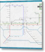 Rotterdam Metro Map Metal Print