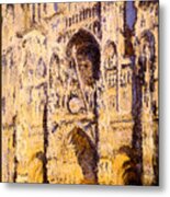 Rouen Cathedral Portal And Tour D Albane Full Sunlight Harmony In Blue And Gold Metal Print