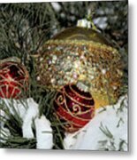 Round Holiday Ornaments Outdoors Metal Print