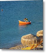 Rowing A Boat Early In The Morning Metal Print
