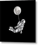 Rubino Float Astronaut Flower Zen Moon Balloon Metal Print