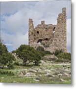 Ruins Of The Abandoned Dothia Tower Near Emporios Village On Greek Island Of Chios In Springtime Metal Print