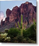 Saguaro Cactus And The Superstition Mountains Metal Poster