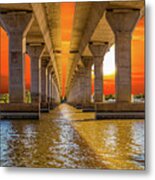 Sailboat Bridge At Sunset Metal Print
