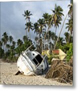 Sailboat Destroyed By Hurricane Maria Metal Print