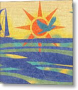 Sailing Fun At The Beach Painting Metal Print