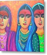 Sakhi-friends Forever Figure Painting On Canvas Metal Print