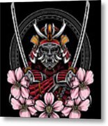 Samurai Flower Japanese Art Kendo Katana Sword Ninja Gift Metal Print