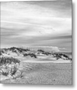 Sand Dunes At Emerald Isle In Black And White Metal Print