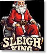 Santa Sleigh King Christmas Metal Print