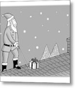 Santa's Golfing Metal Print