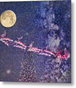 Santa's Sleigh, A Full Moon, And The Milky Way Metal Print