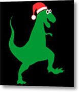 Santasaurus Santa T-rex Dinosaur Christmas Metal Print