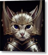Sapphire The Silver Kitten Warrior Metal Print