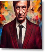 Saul Goodman Red Pinstripe Suit Metal Print