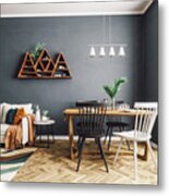 Scandinavian Style Living And Dining Room Metal Print