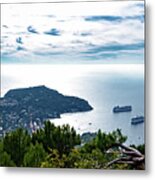 Scenic Sky Over Cap Ferrat And Villefranche Sur Mer Bay On The French Riviera Metal Print