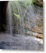 Scenic View Under Waterfall La Salle Canyon Starved Rock Il Metal Print