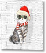 Scottish Straight Cat Funny Christmas Metal Print