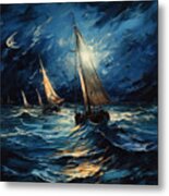 Sea Spirit - Dark Blue Art Metal Print
