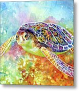 Sea Turtle 3-pastel Colors Metal Print