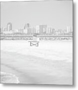 Seal Beach Lifeguard Tower Black And White Photo Metal Print