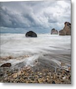Seascape With Windy Waves During Storm Weather At The A Rocky Co Metal Print