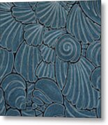 Seashells Designs - Blue Seashells Metal Print