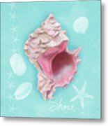 Seashells On Blue-shore Metal Print